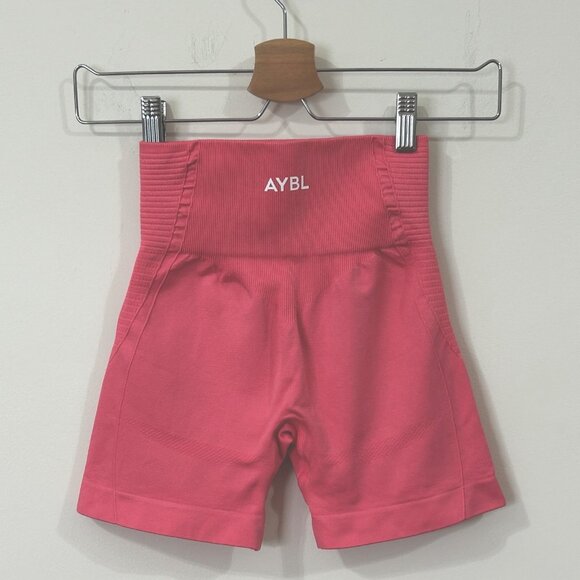AYBL Womens XS Pink Scrunch Shorts Engineered Knit Enhanced Glute Contour Gym - Picture 1 of 10